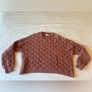 Altard state willow cable knit sweater, size xs, pink